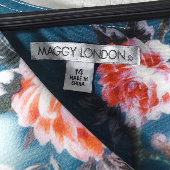 NEW Maggy London Women’s Dress Romantic Wedding Guest Floral Sheath Size 14 - Picture 9 of 9